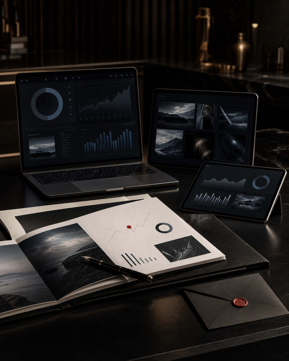 Luxury marketing digital channel reporting and campaign presentation materials