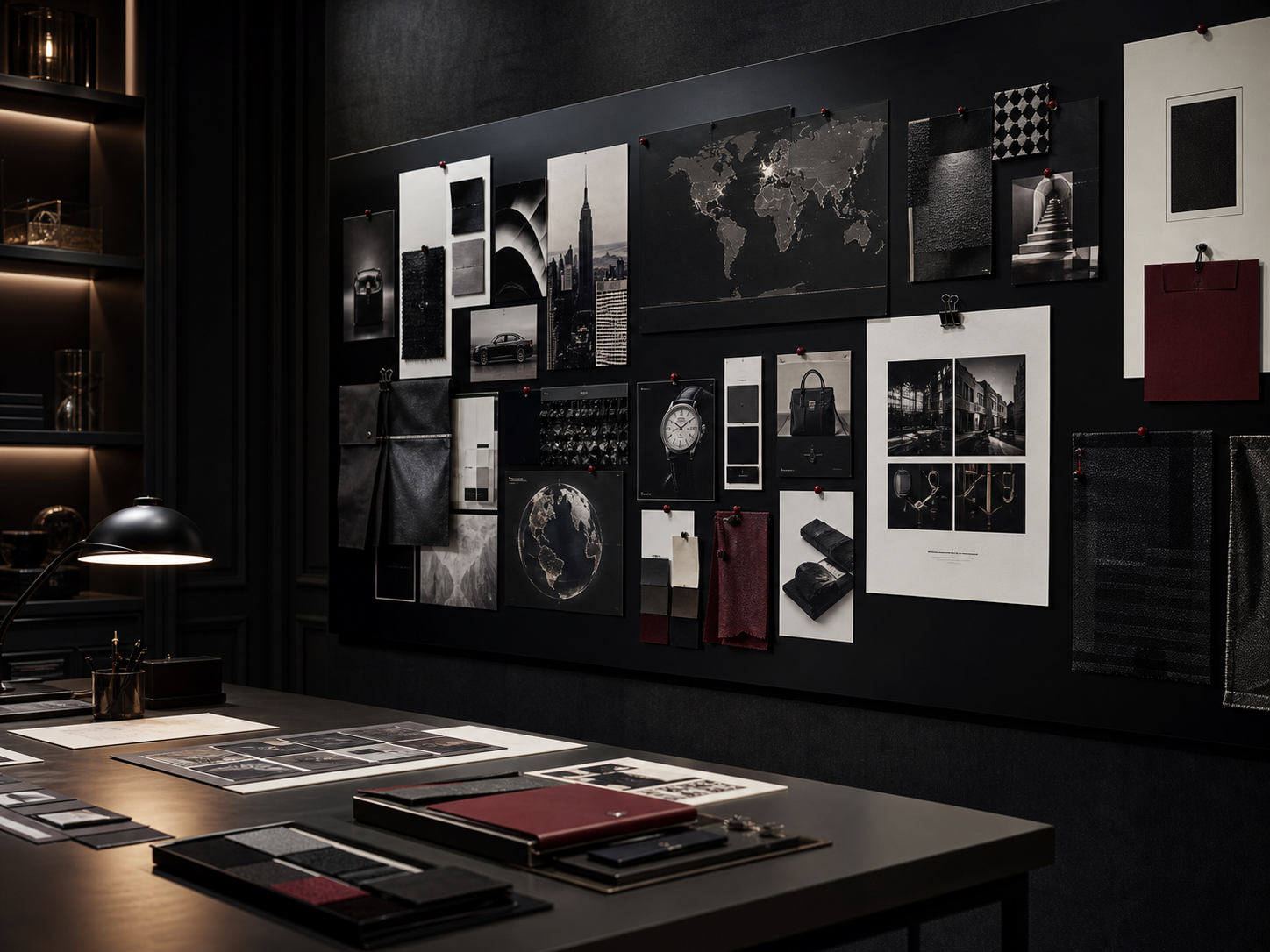 Luxury marketing strategy board for international campaign planning
