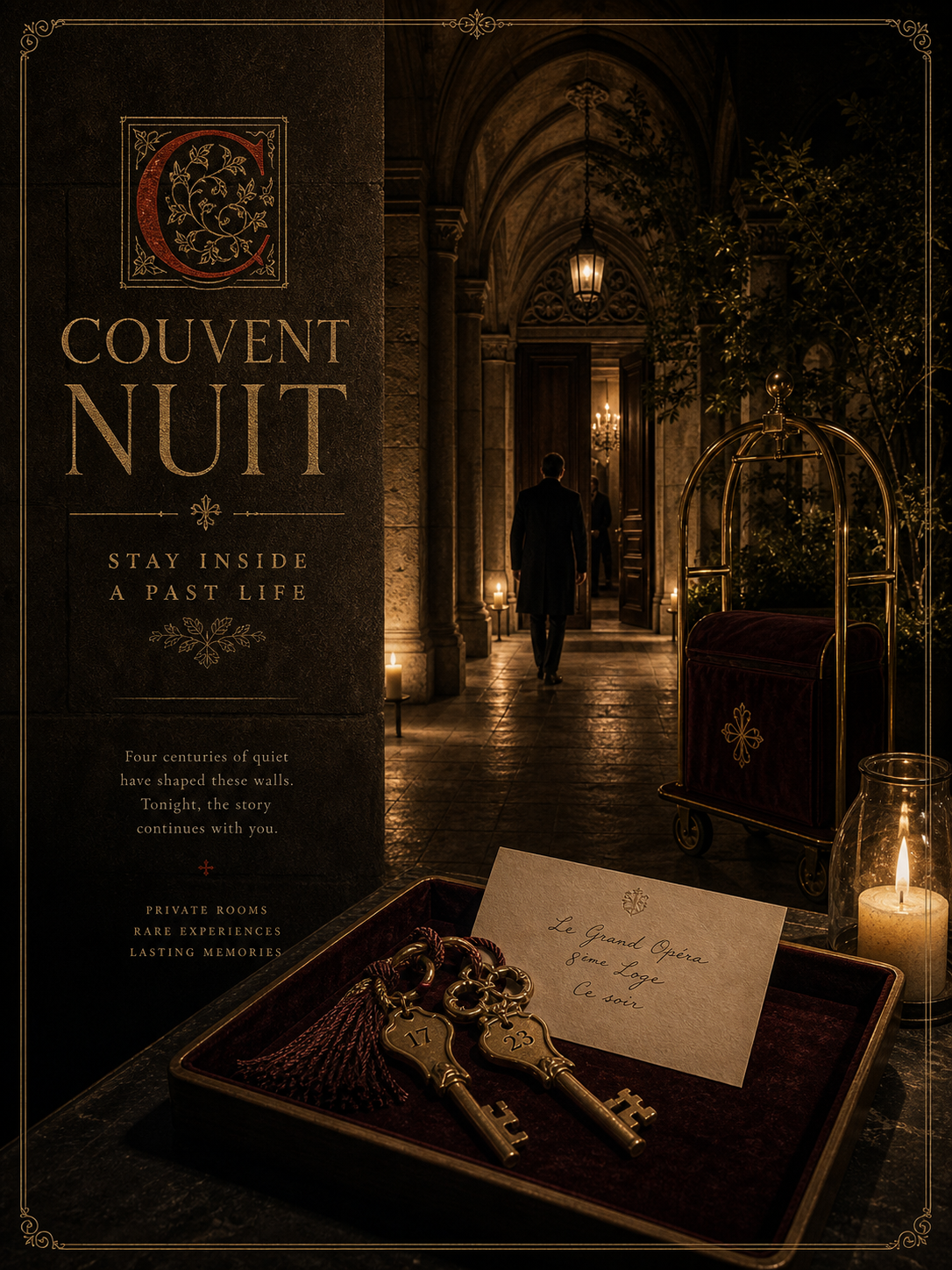 Couvent Nuit Stay Inside Past Life Luxury Hotels Campaign 3x4 Ribbsaeter Advertising campaign image