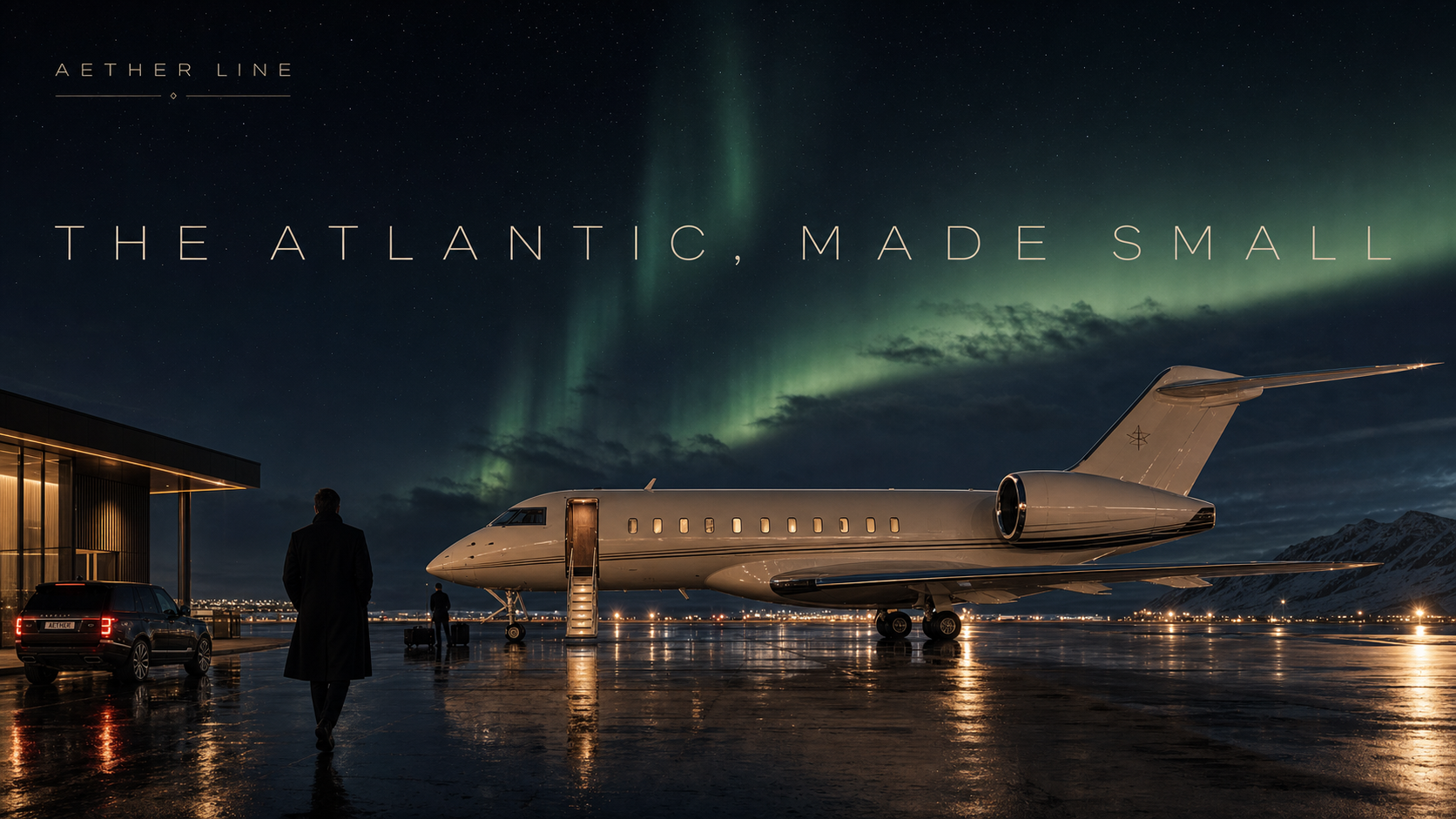 Aether Line The Atlantic Made Small Private Aviation Campaign 16x9 by Ribbsaeter Advertising, Aviation, Yachts & Automotive campaign image