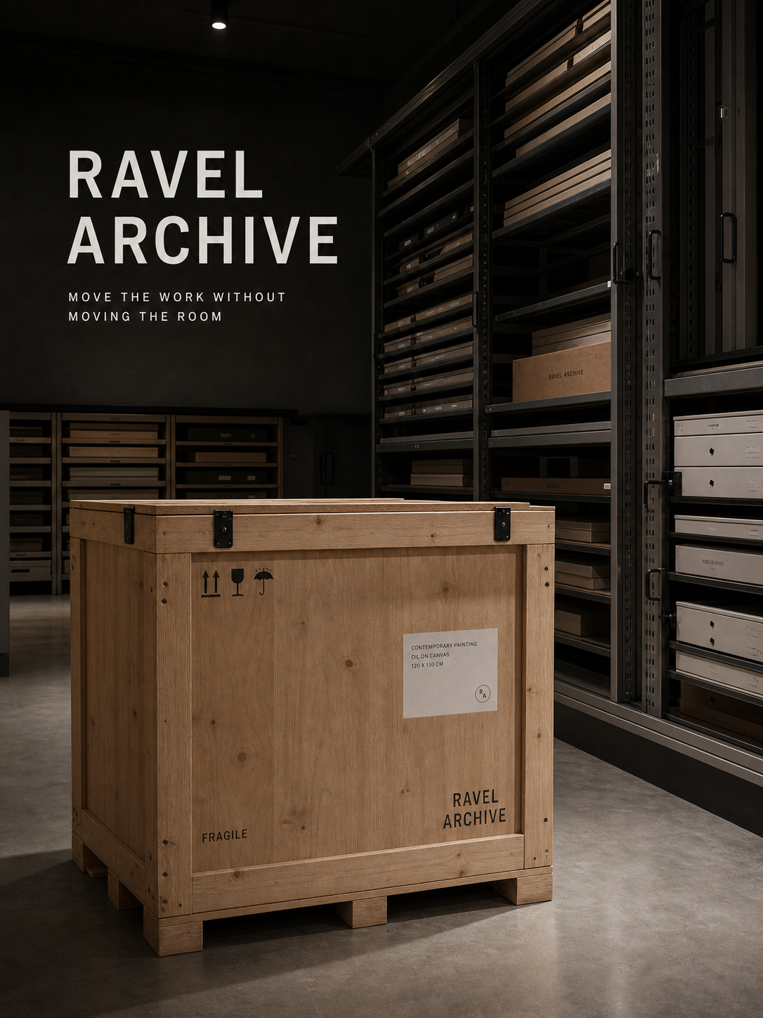Ravel Archive Move Work Without Moving Room Art Logistics Campaign 3x4 Ribbsaeter Advertising campaign image