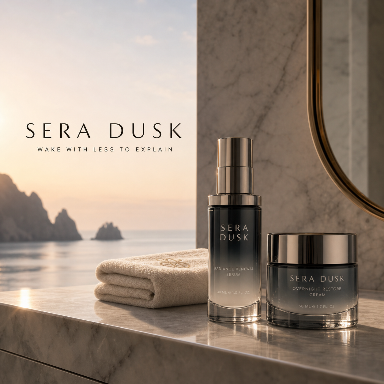 Sera Dusk Wake Less To Explain Skincare Campaign 1x1 Ribbsaeter Advertising campaign image