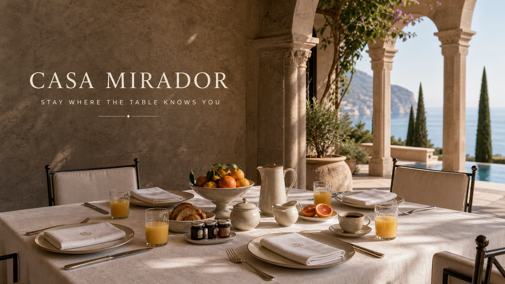 Casa Mirador Table Knows You Private Villa Breakfast Campaign 16x9 widescreen Ribbsaeter Advertising campaign