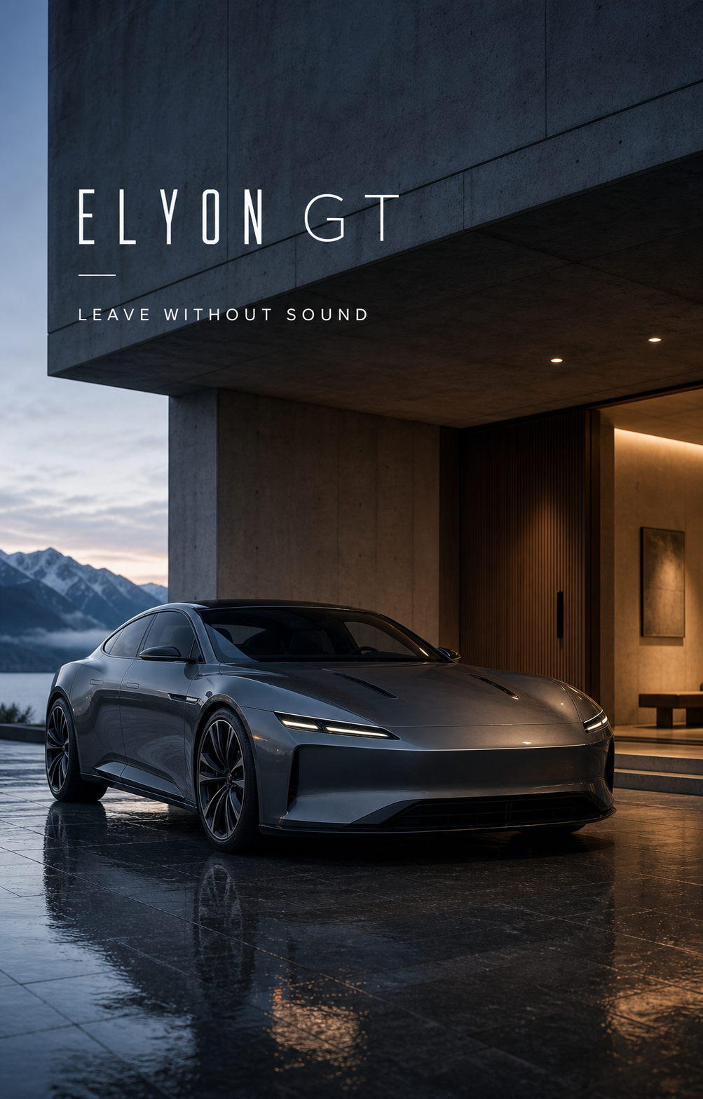 Elyon GT Leave Without Sound Electric Grand Tourer Campaign 4x5 Ribbsaeter Advertising campaign image