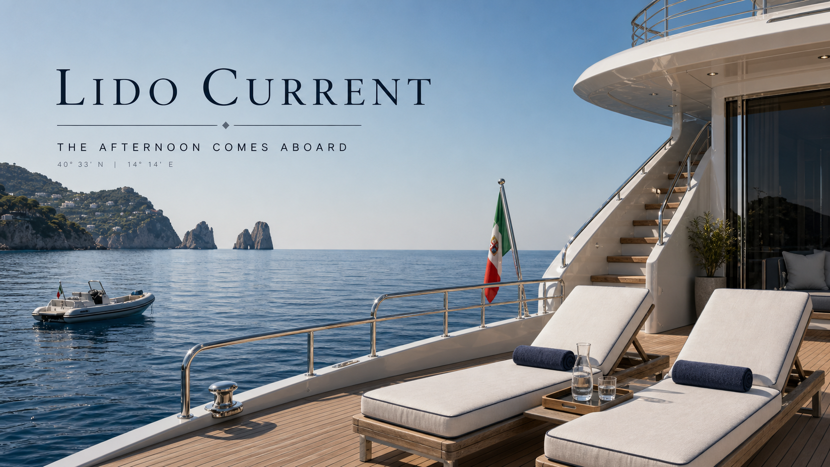 Lido Current Afternoon Comes Aboard Yacht Deck Campaign 16x9 by Ribbsaeter Advertising, Aviation, Yachts & Automotive campaign image