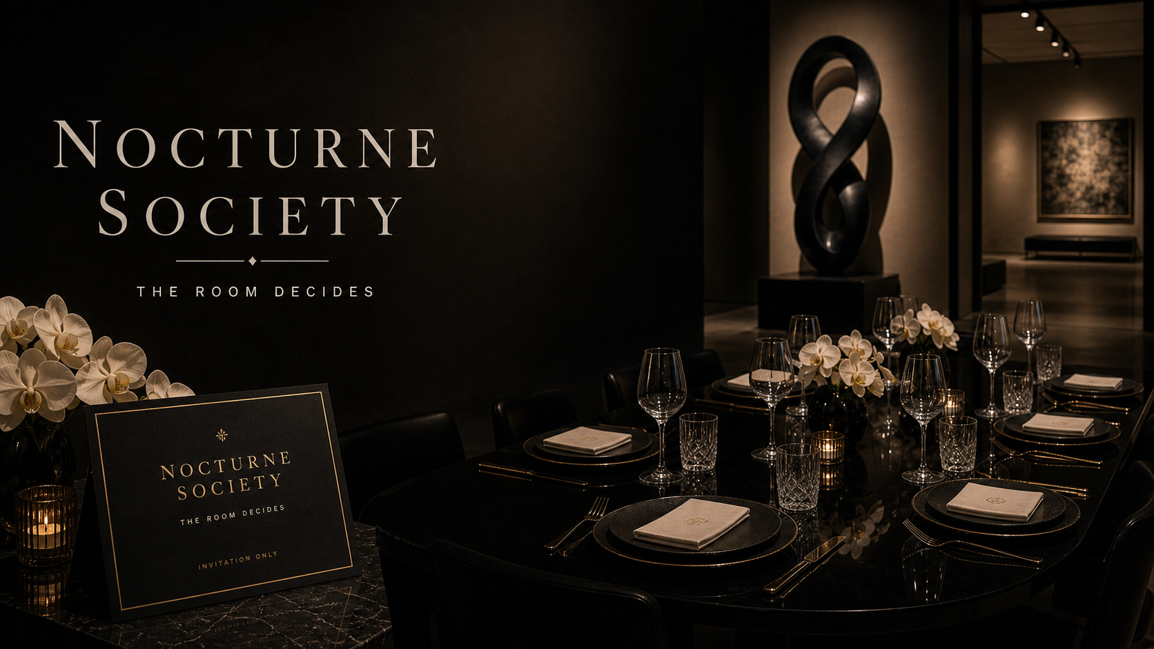 Nocturne Society Room Decides Private Museum Dinner Campaign 16x9 by Ribbsaeter Advertising, Private Wealth, Culture & Events campaign image