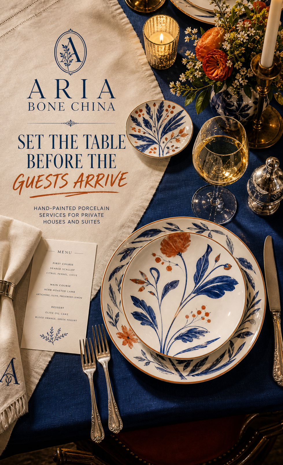 Aria Bone China Set The Table Porcelain Dinnerware Campaign 4x5 Ribbsaeter Advertising campaign image