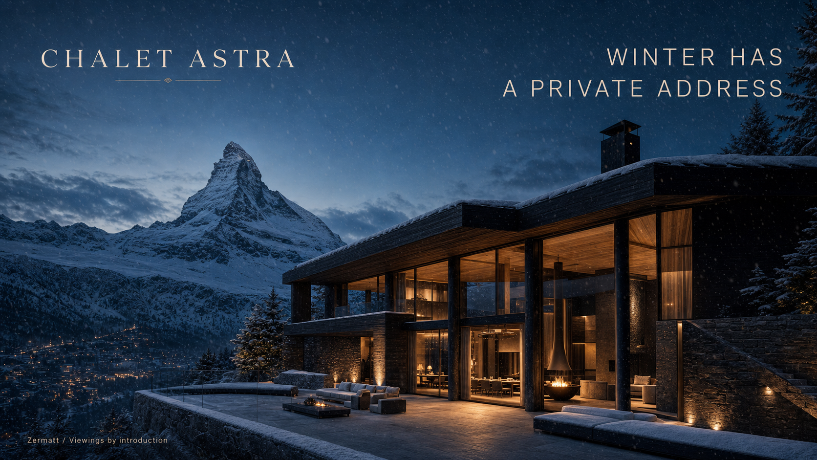 Chalet Astra Winter Has A Private Address Luxury Real Estate Campaign 16x9 by Ribbsaeter Advertising, Architecture & Design campaign image