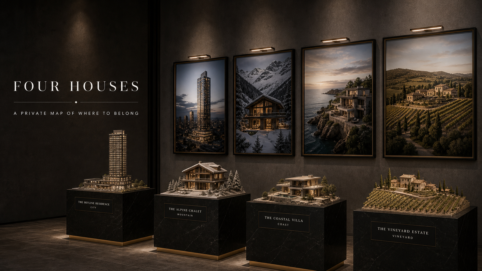 Four Houses Private Map Where To Belong Portfolio Campaign 16x9 by Ribbsaeter Advertising, Architecture & Design campaign image