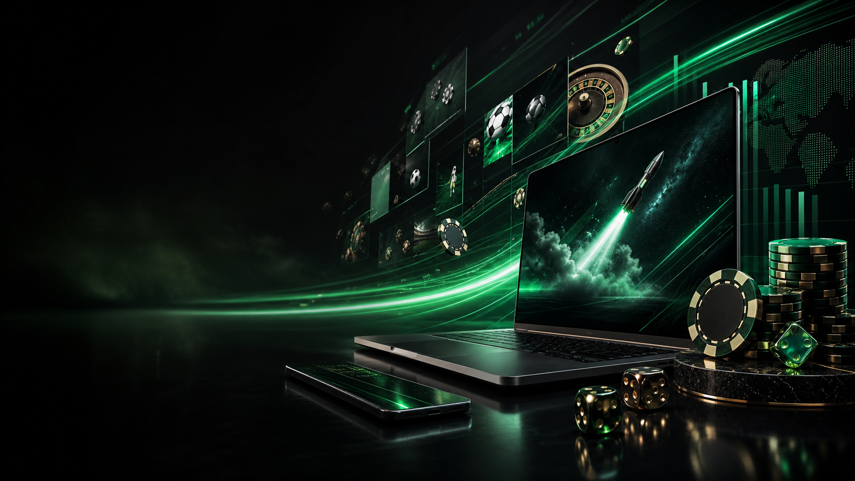 Premium iGaming campaign command center with landing page, mobile ad, affiliate pack, and performance dashboard.