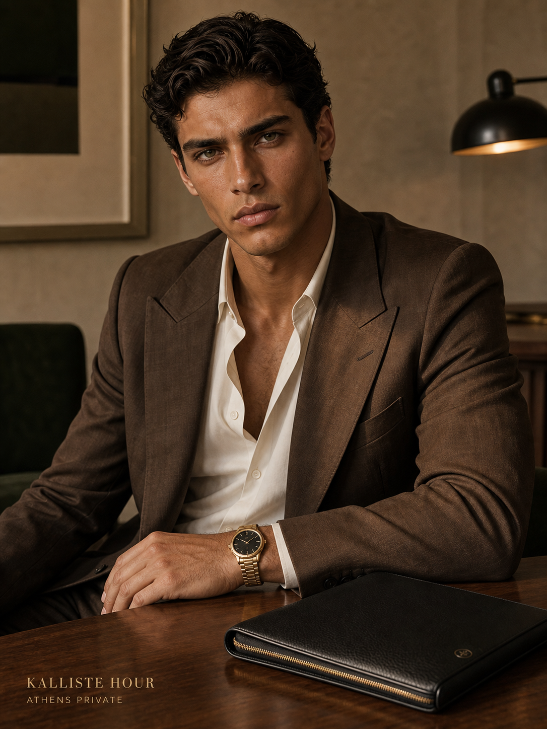 Alexandros Kouris Kalliste Hour Athens Private Watch Leather Campaign Ribbsaeter Advertising campaign image